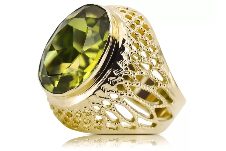 Žltý peridot 14k žlté zlato  Vintage Jewlery vrc089y